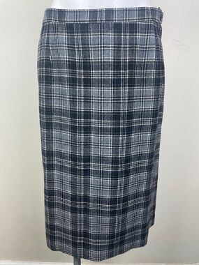 Vintage Pendleton Authentic Drummond Grey Tartan Plaid Wool A-line Midi